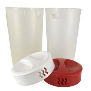 Rubbermaid Tea Pitchers Two - One Gallon with Lids Red White